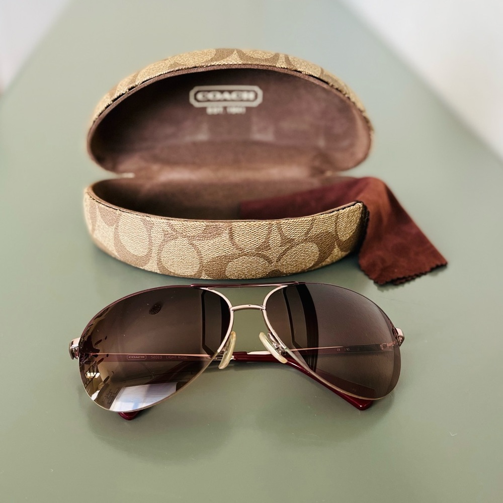 Coach Aviator Light Rose Sunglasses | Case and Microfiber cloth included
